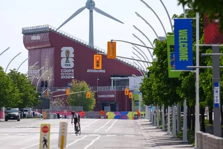 The Toronto Stadium looms in the distance as preparations for the tournament continue in the city