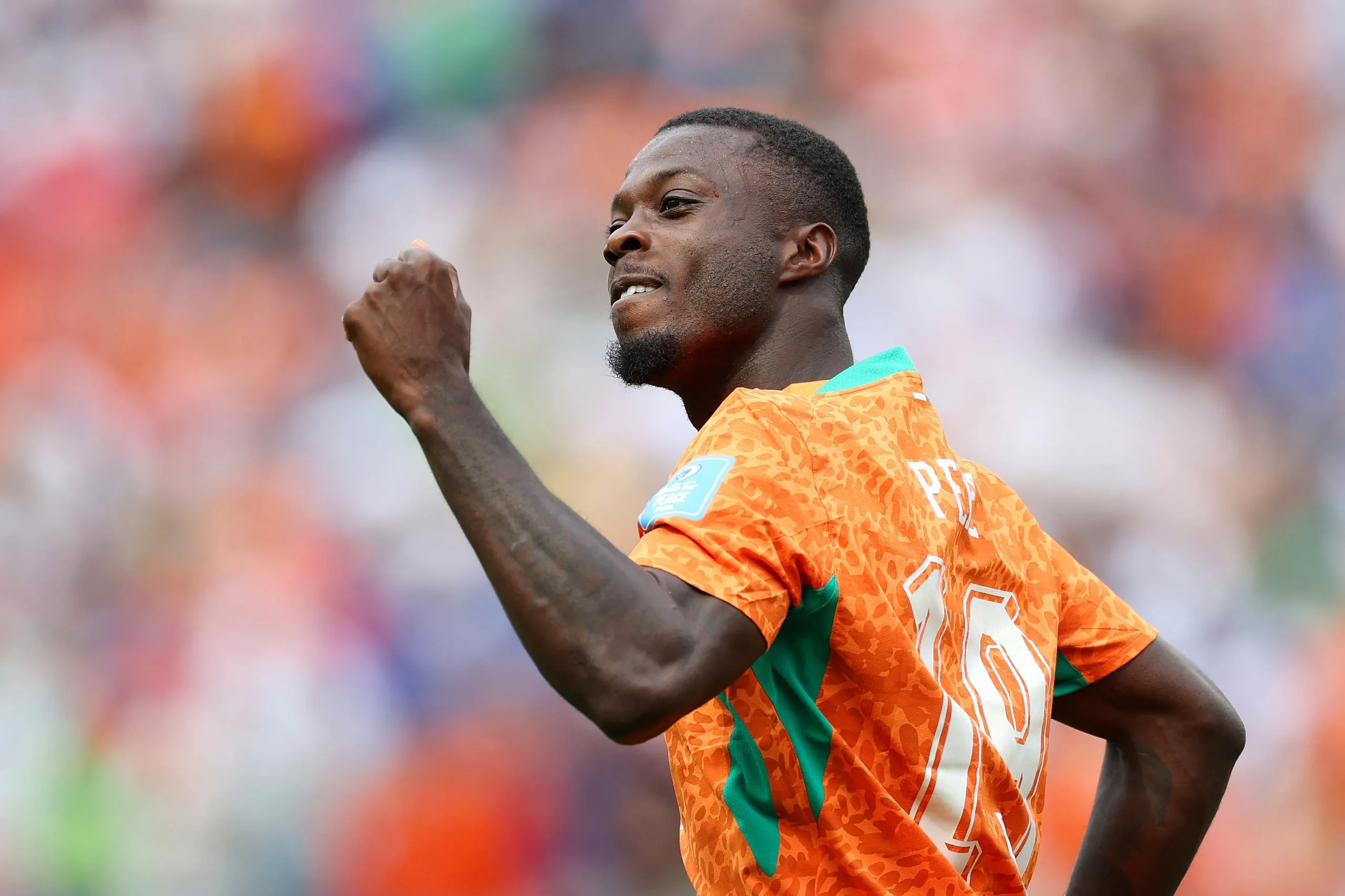 Nicolas Pepe celebrates after opening the scoring and giving Cote d’Ivoire the lead.