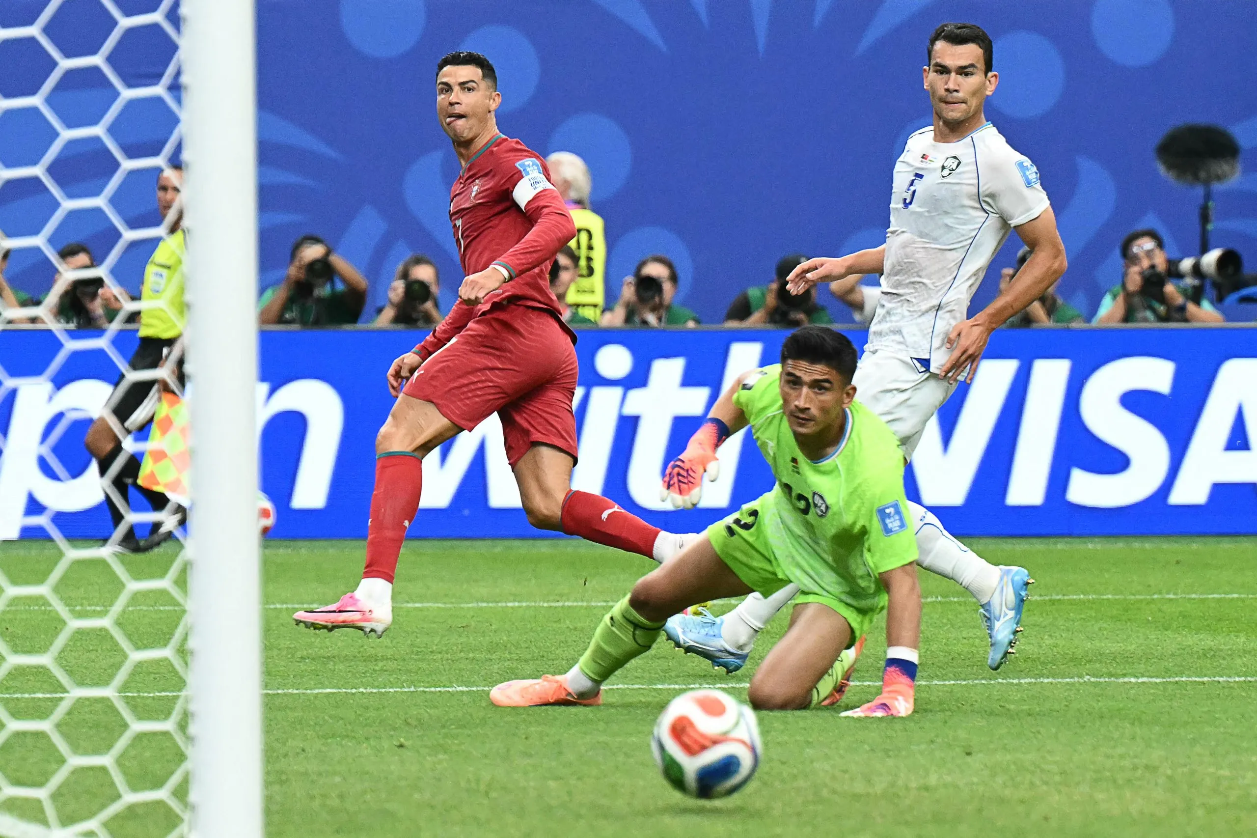 Cristiano Ronaldo scores for Portugal against Uzbekistan
