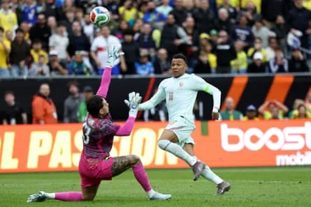 Kylian Mbappe scores against Brazil in a friendly