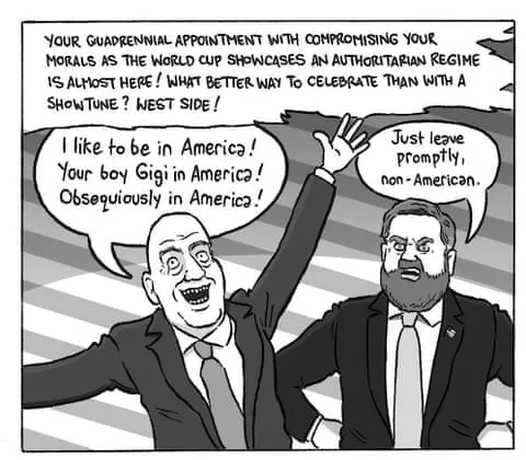 David Squires zu FIFA und Trump vor der Weltmeisterschaft David Squires zu FIFA und Trump vor der Weltmeisterschaft, Panel 1