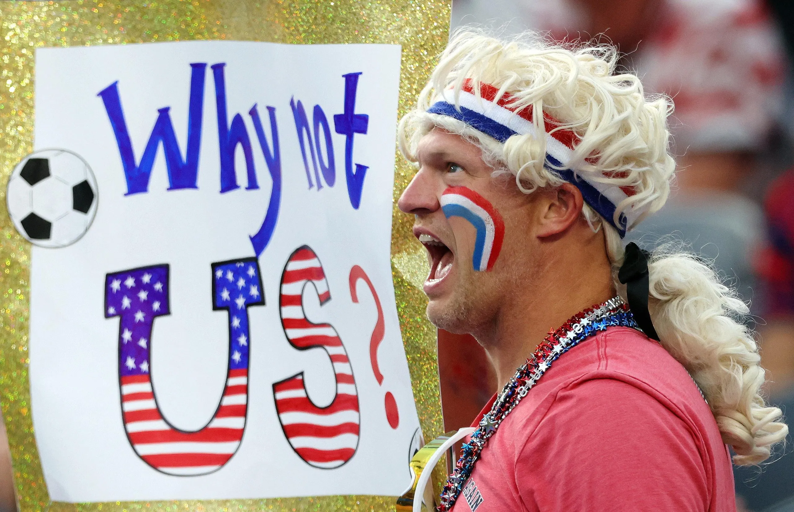 A USA USA USA fan and banner